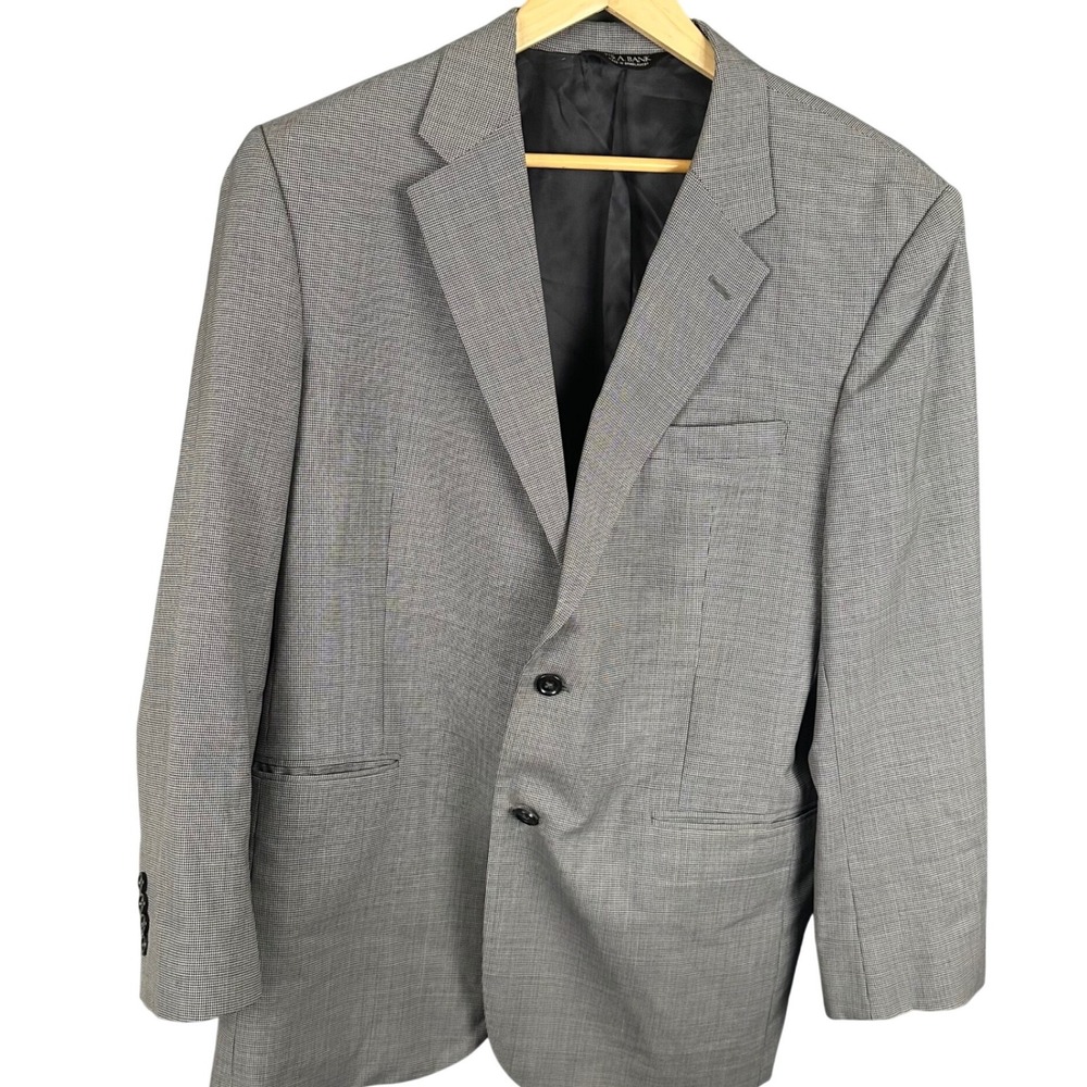 Jos. A. Bank Mens 44R Grey Wool Blazer Sport Coat Micro Houndstooth 01110 01211